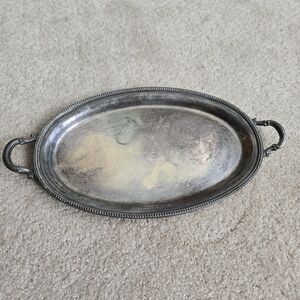 Vintage Ronson Silver Plated Tray with Handles Oval